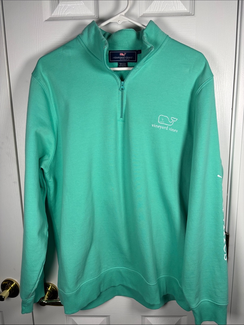 Vineyard Vines 1/4 Zip Graphic Vintage Whale Shirt Sweatshirt Green Men's Large